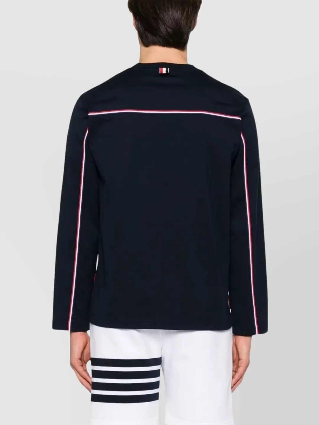 Thom Browne Oversized Long Sleeve T-Shirt With Rwb Knit Trim