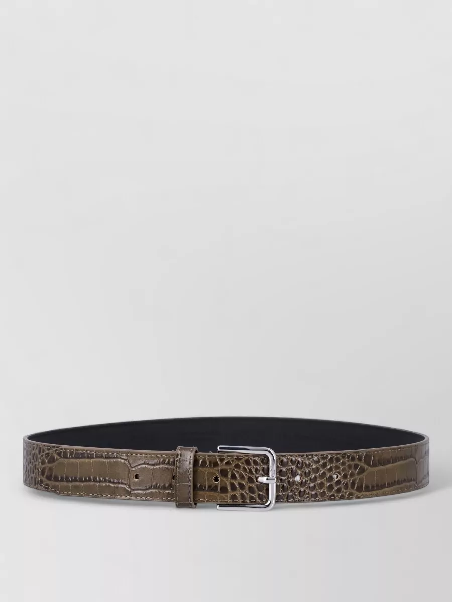 The Frankie Shop Calf Leather Croc-Embossed Belt