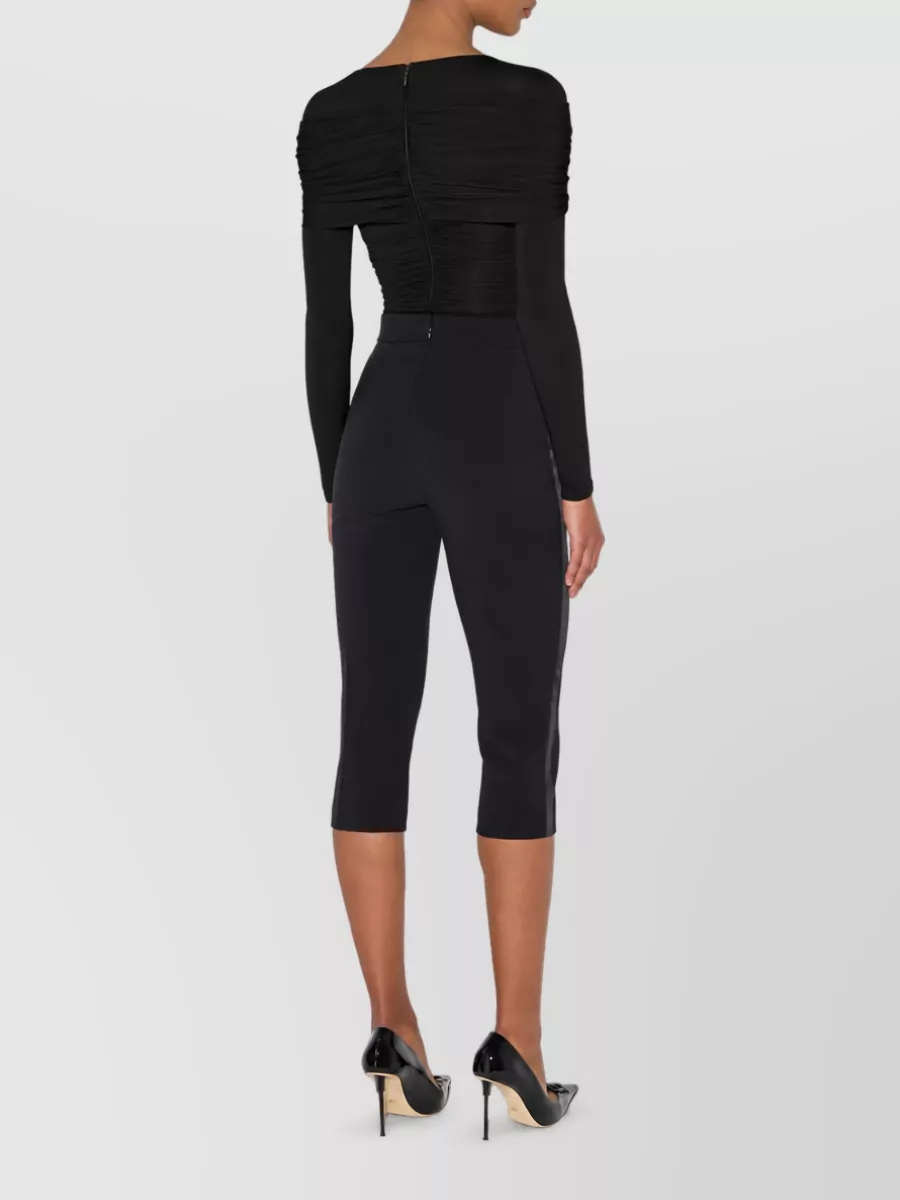 Elisabetta Franchi Draped Long-Sleeve Bodysuit