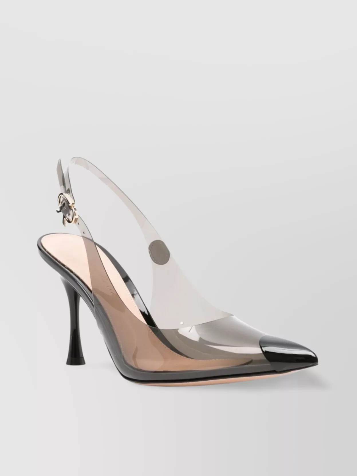 Gianvito Rossi Transparent Buckle Pointed Toe Mid Heel Pumps