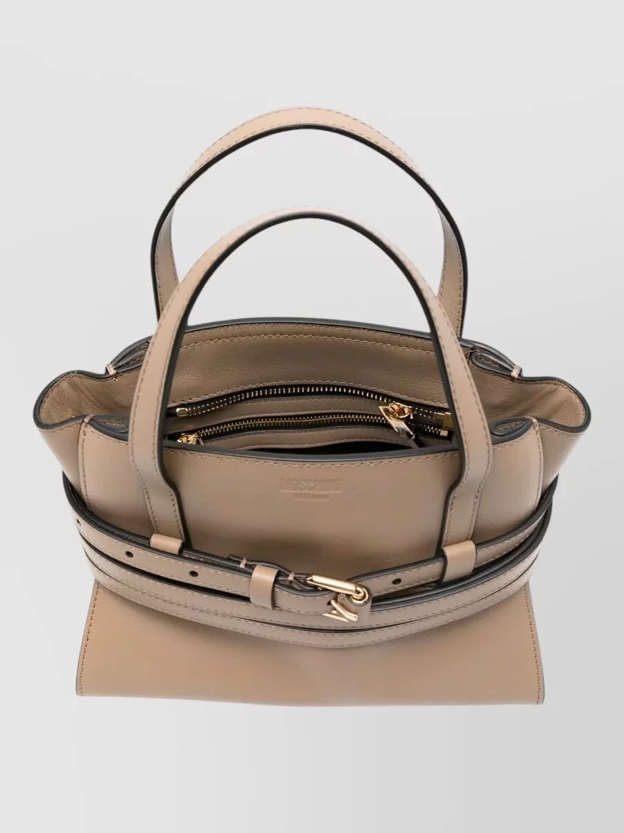 Moschino Calf Leather Small Tote Bag