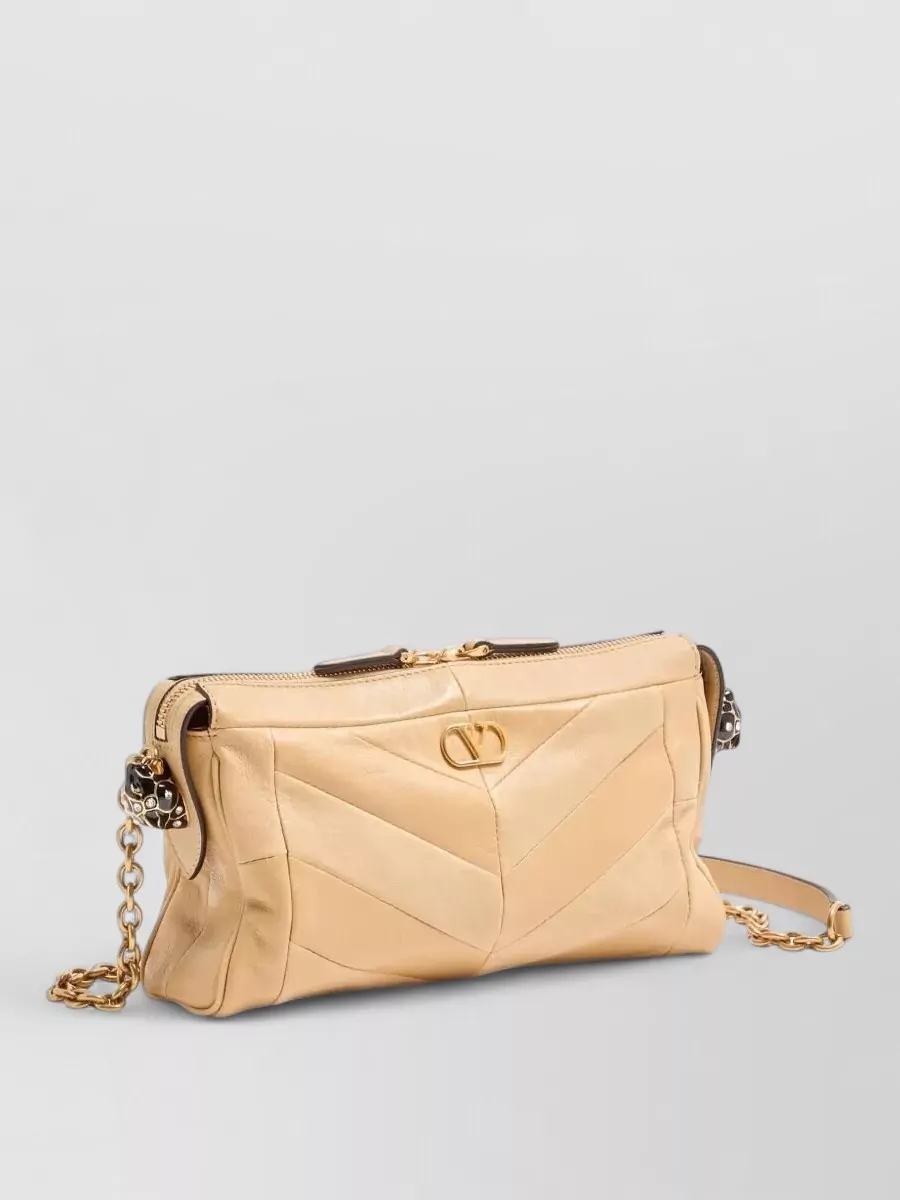 Valentino Garavani Panthea Small Leather Crystal-Embellished Chevron Shoulder Bag