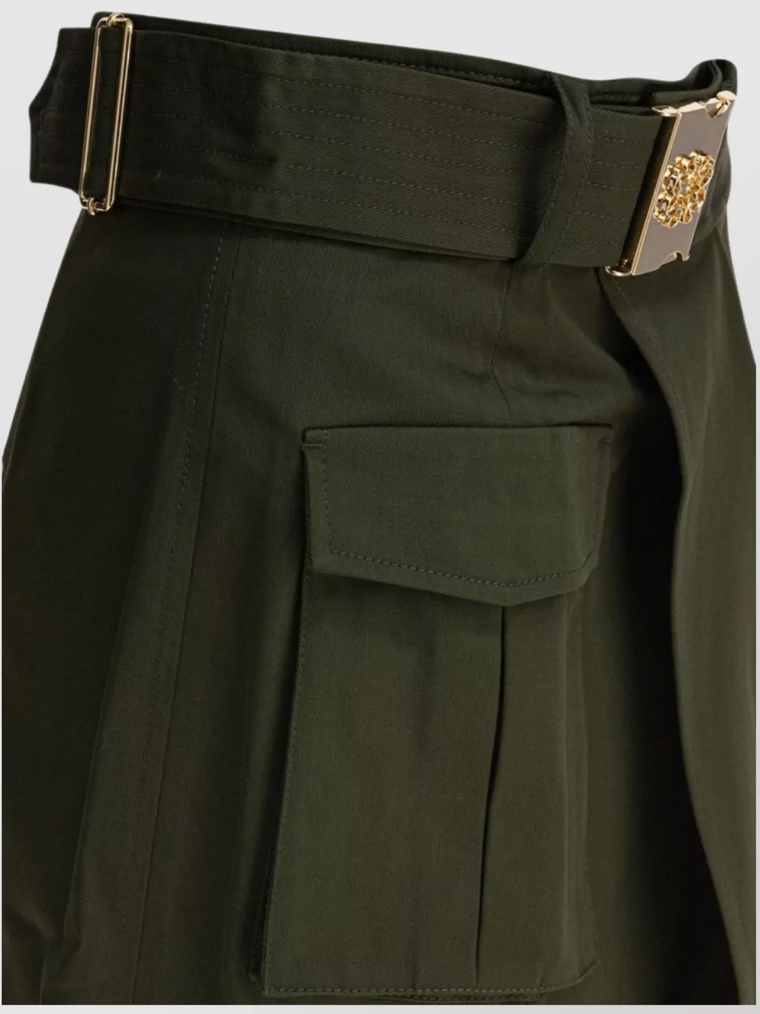 Elie Saab Gabardine Midi Skirt Palm Shade36 Gabardine