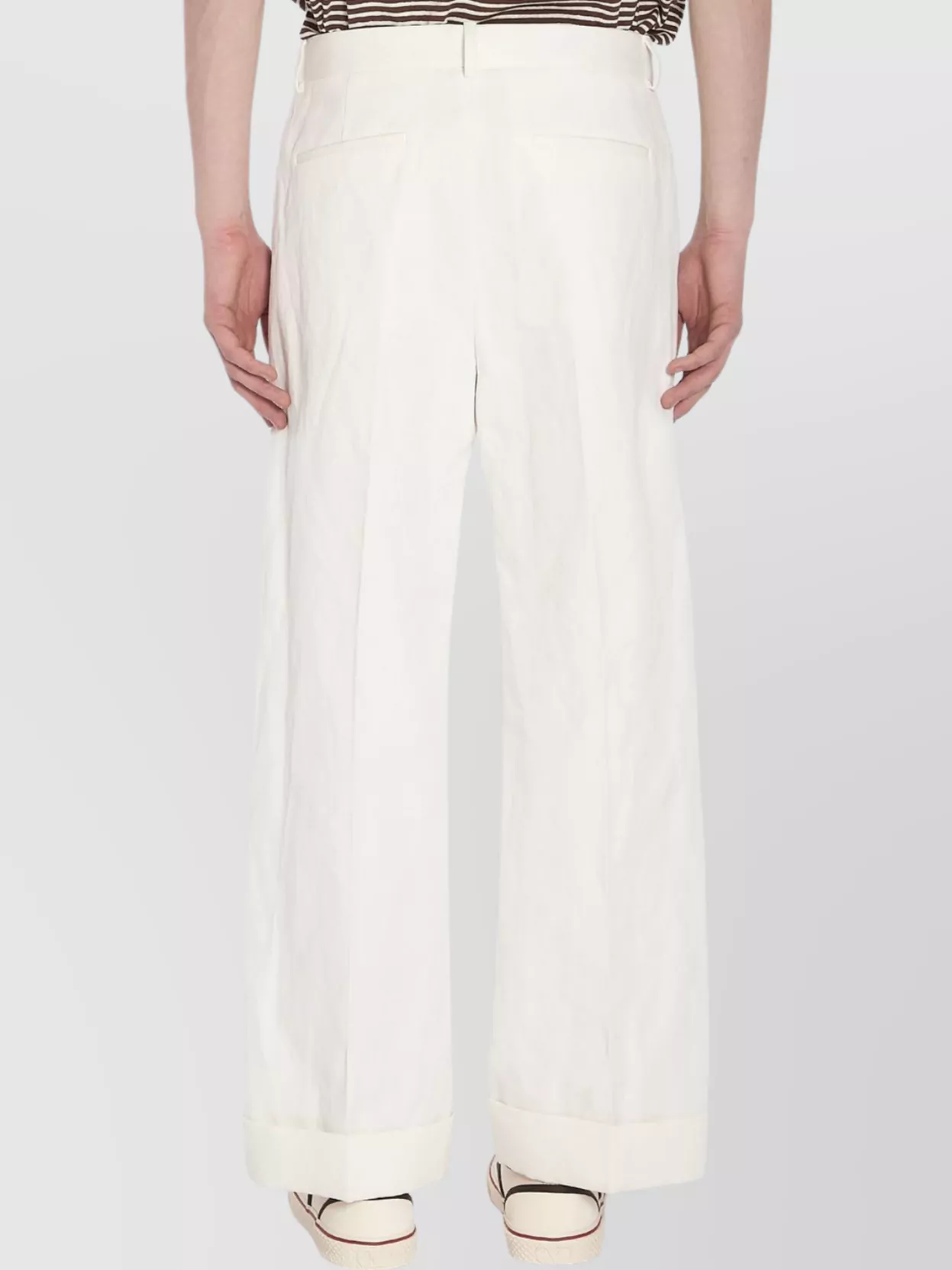 Valentino Garavani Wide-Leg Trousers Cotton-Blend Cuffed Hems