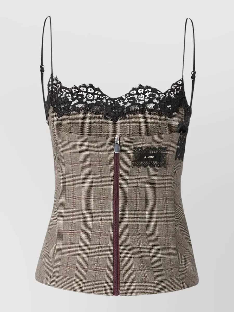 Pinko Checked Sleeveless Top