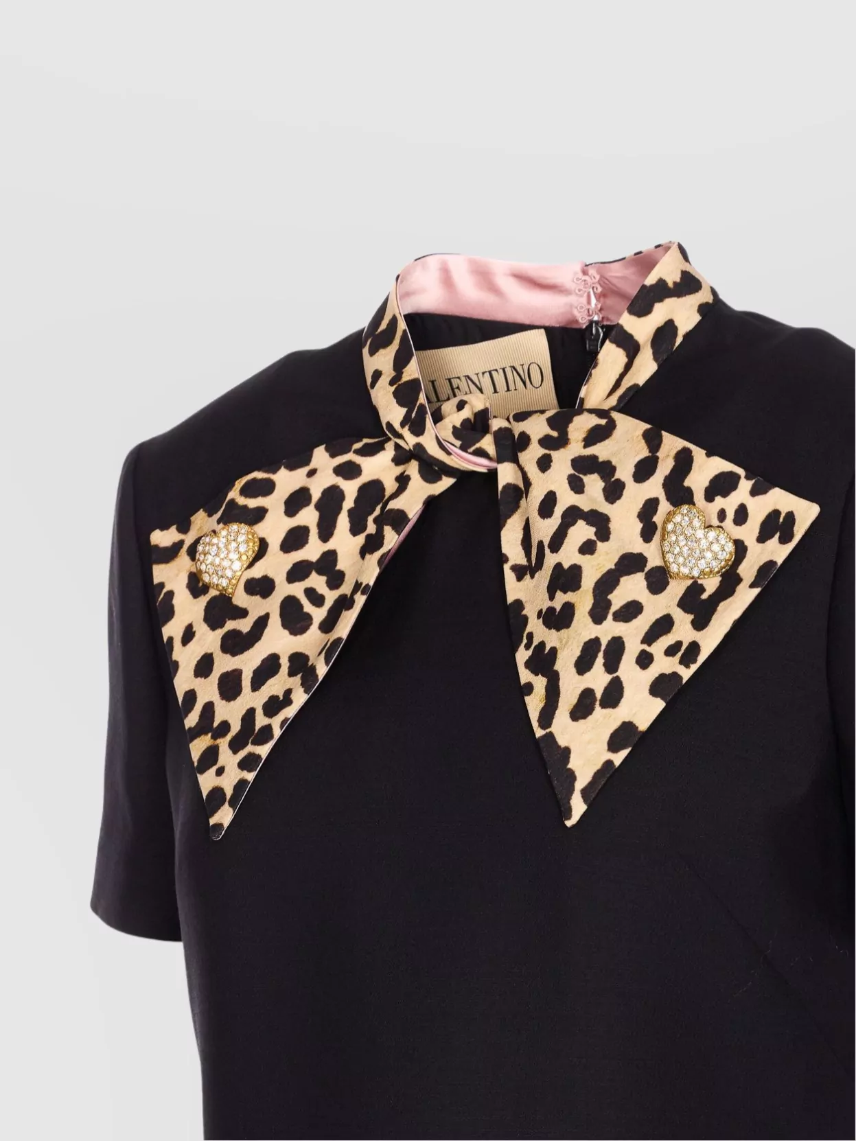 Valentino Garavani Heart Embellished Leopard Print Mini Dress