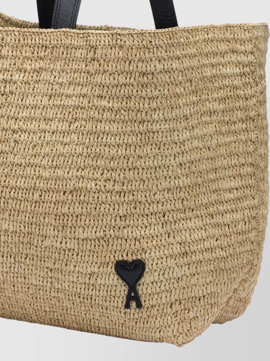Ami Paris Raffia Shoulder Bag