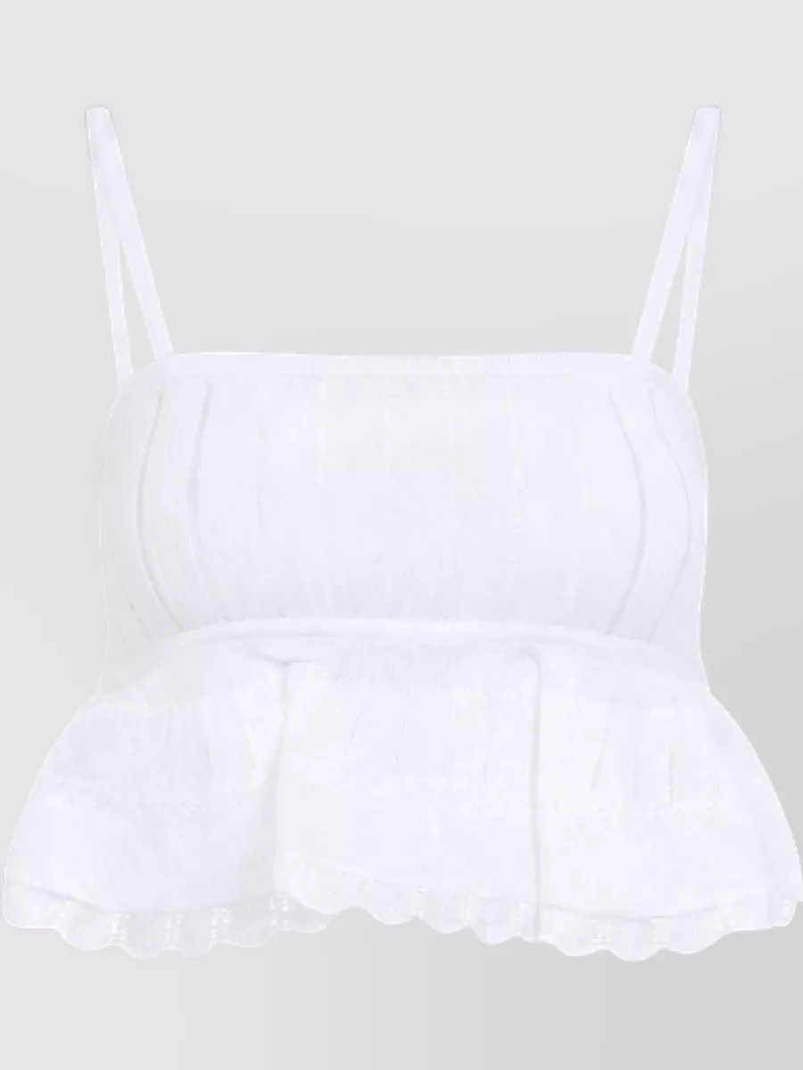 Alaïa Viscose cropped square-neck peplum camisole