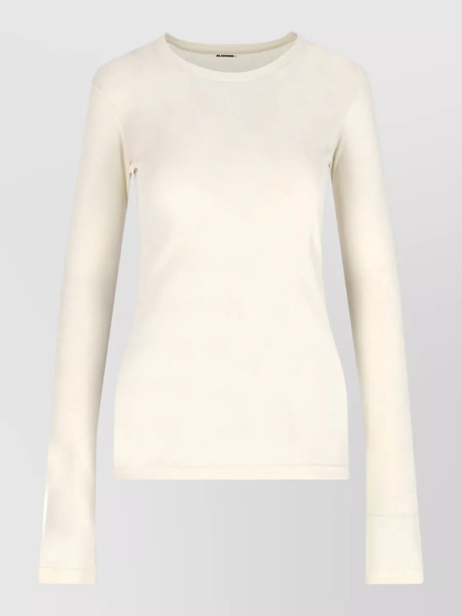 Jil Sander Long Sleeve Crew Neck Plain Top