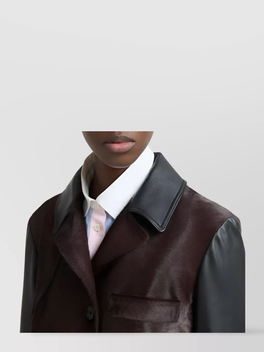 Marni Women's Leather Jacket Contrast Sleeves In Burgundy