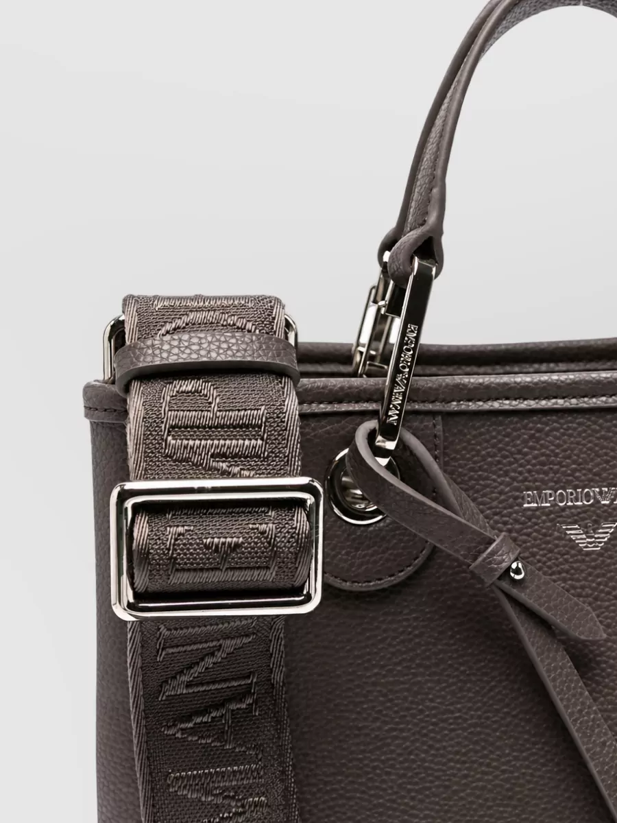 Emporio Armani Grained Logo Print Shoulder Bag