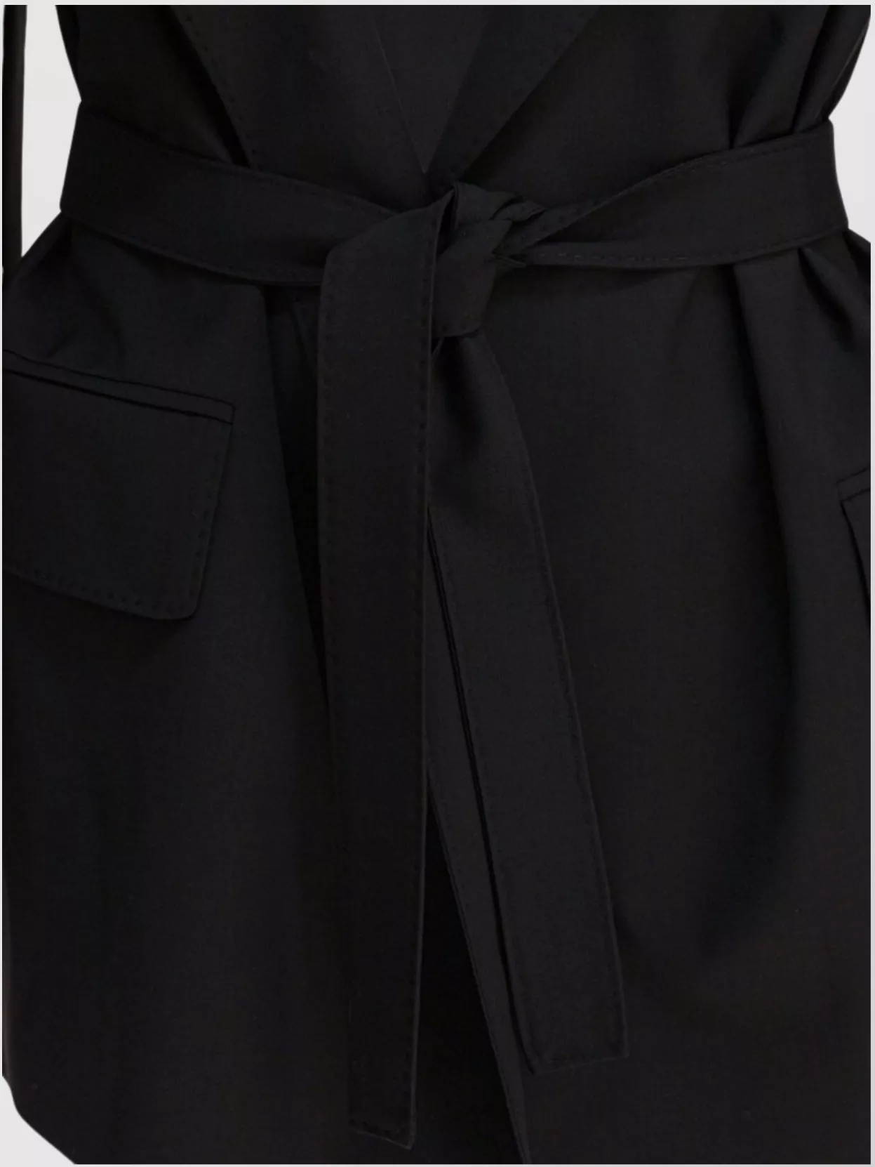 Max Mara Waist Belted Flap Pockets Notched Lapels In Black