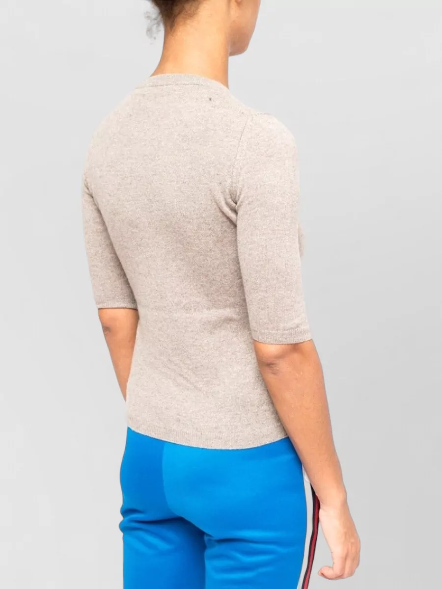 La Rose Cashmere 3/4-Sleeve Knitted Top