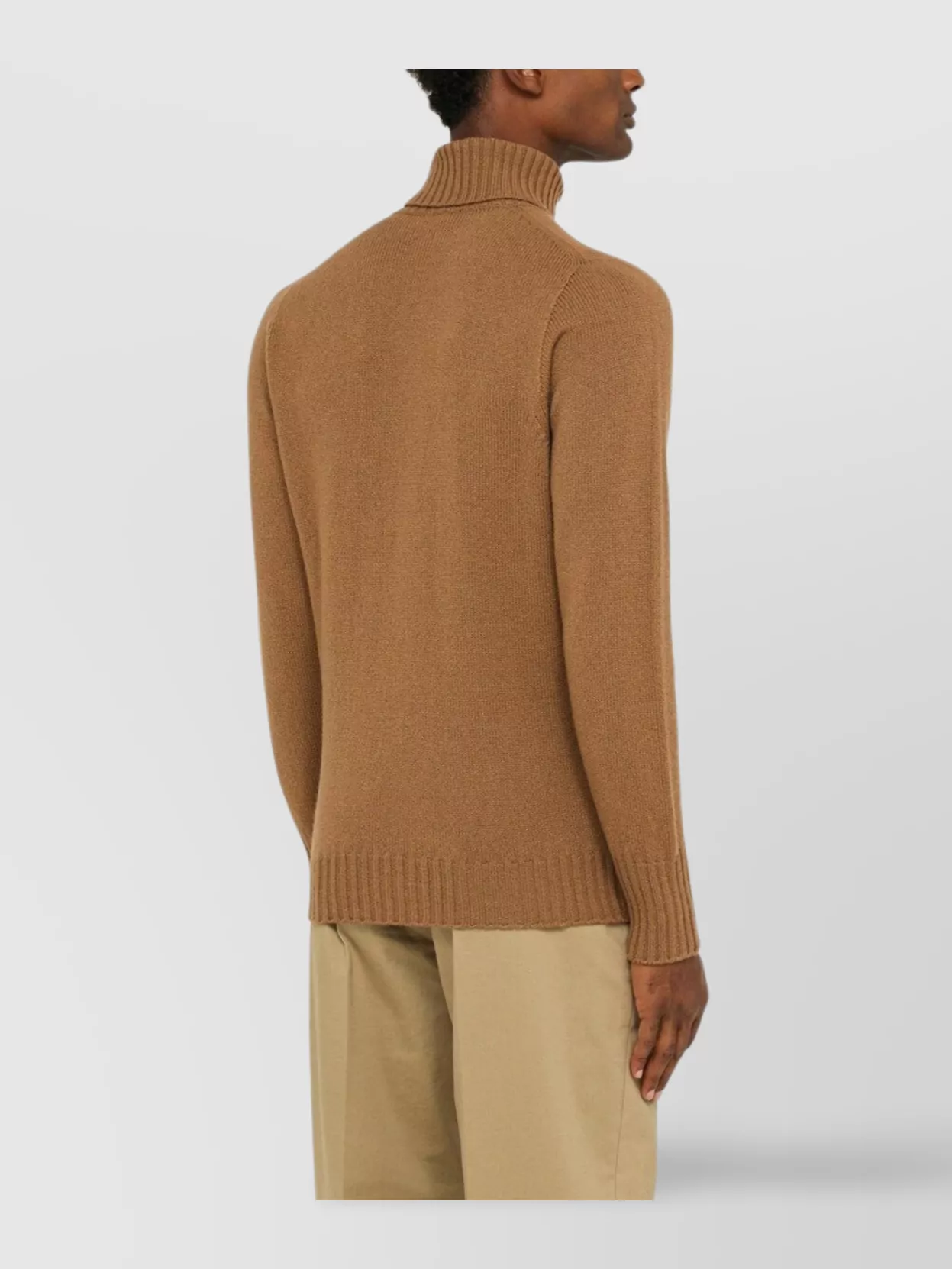 Drumohr Ribbed Cuffs Wool Turtleneck Sweater In Brown