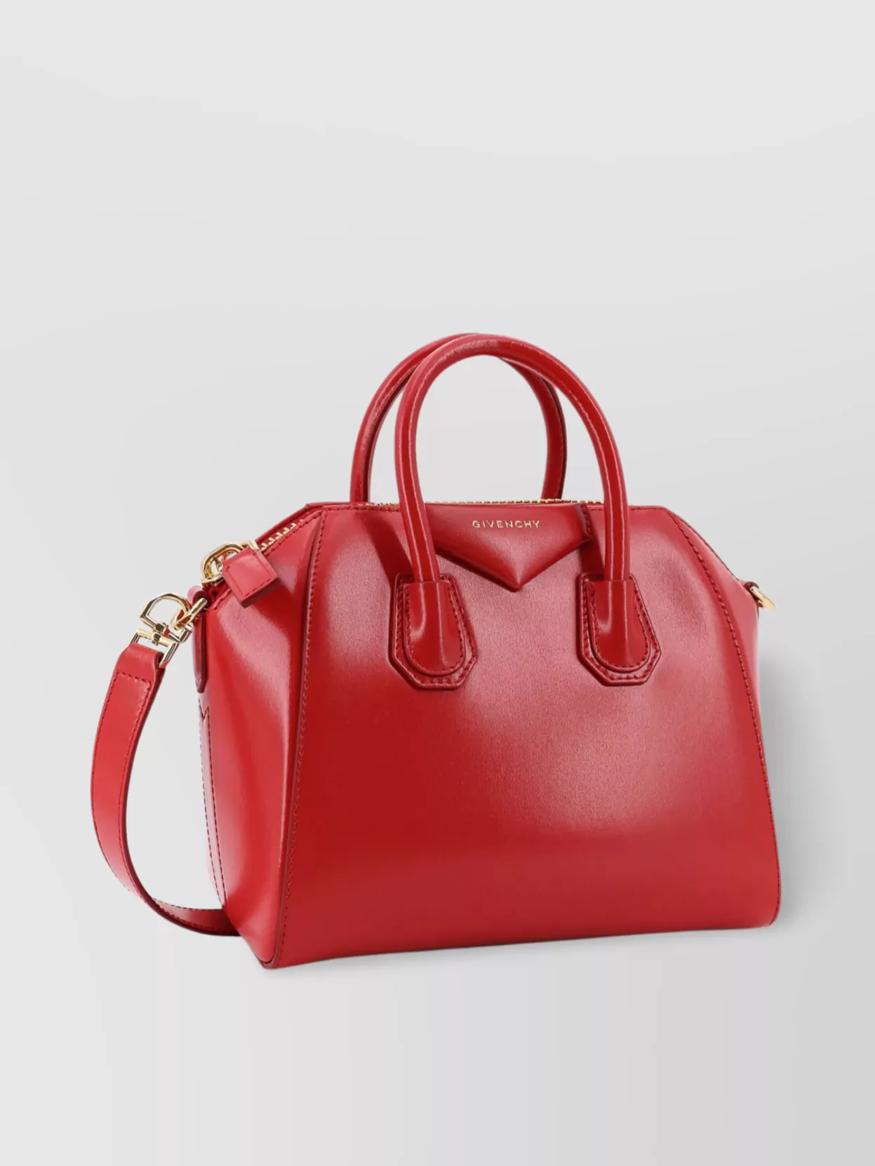 Givenchy Mini Leather Shoulder Bag With Structured Shape In Red