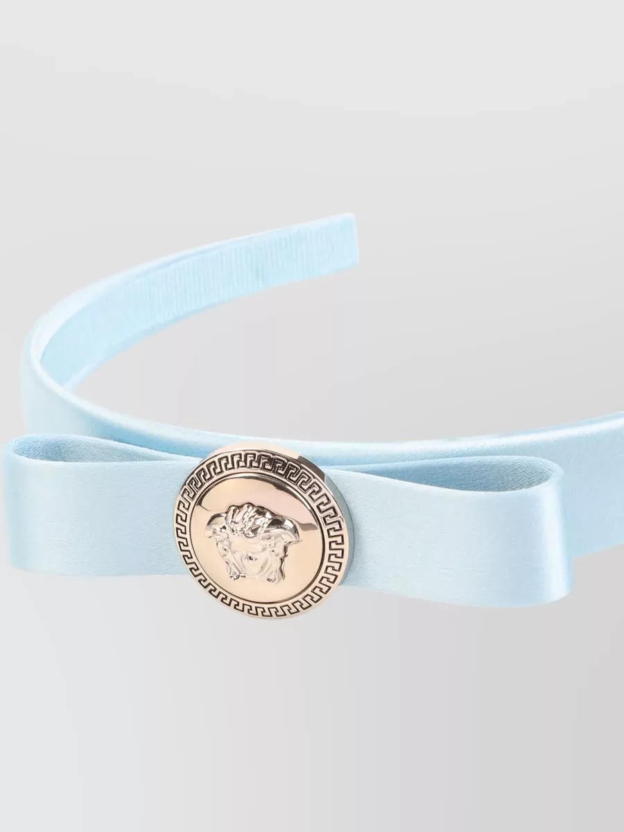 Versace Hairband Bow Detail Embellished Medallion Satin