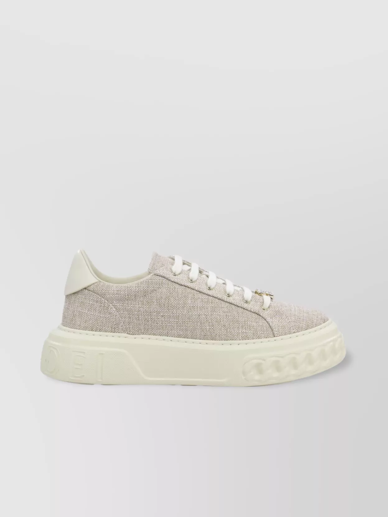 Casadei Round Toe Rubber Sole Textured Fabric Sneakers