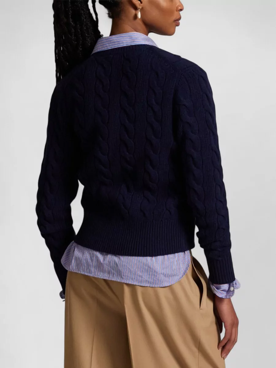 Ralph Lauren Crew Neck Cable Knit Long Sleeve Cardigan