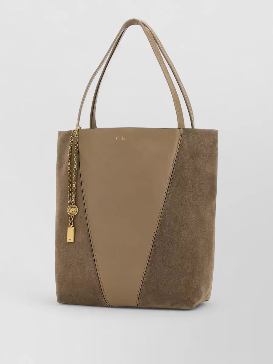 Chloé Spin Leather Suede Shoulder Shopping Bag