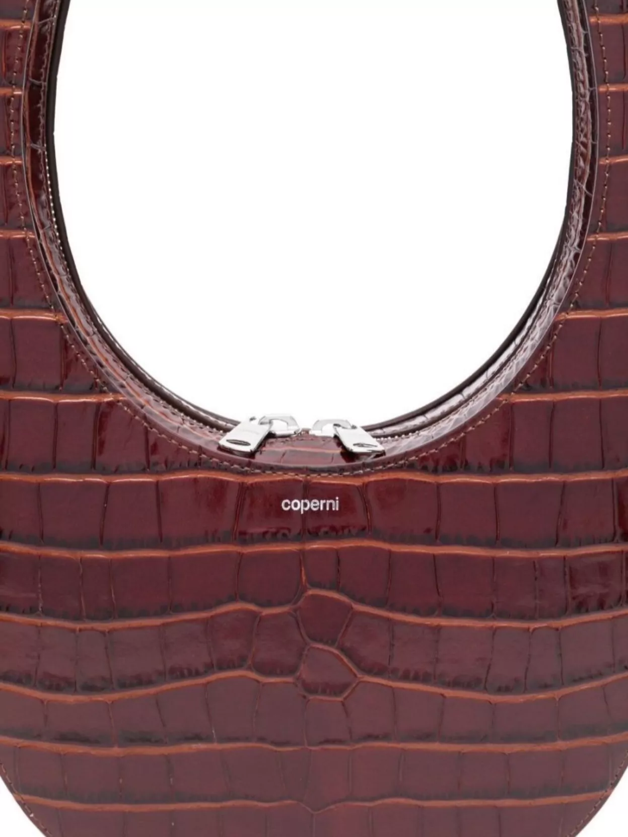 Shop Coperni Leather Crocodile Effect Top Handle Shoulder Bag