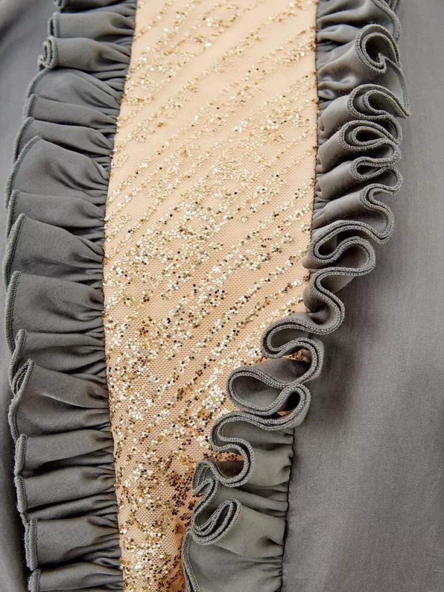 Lardini Silk Linen Ruffled Blouse