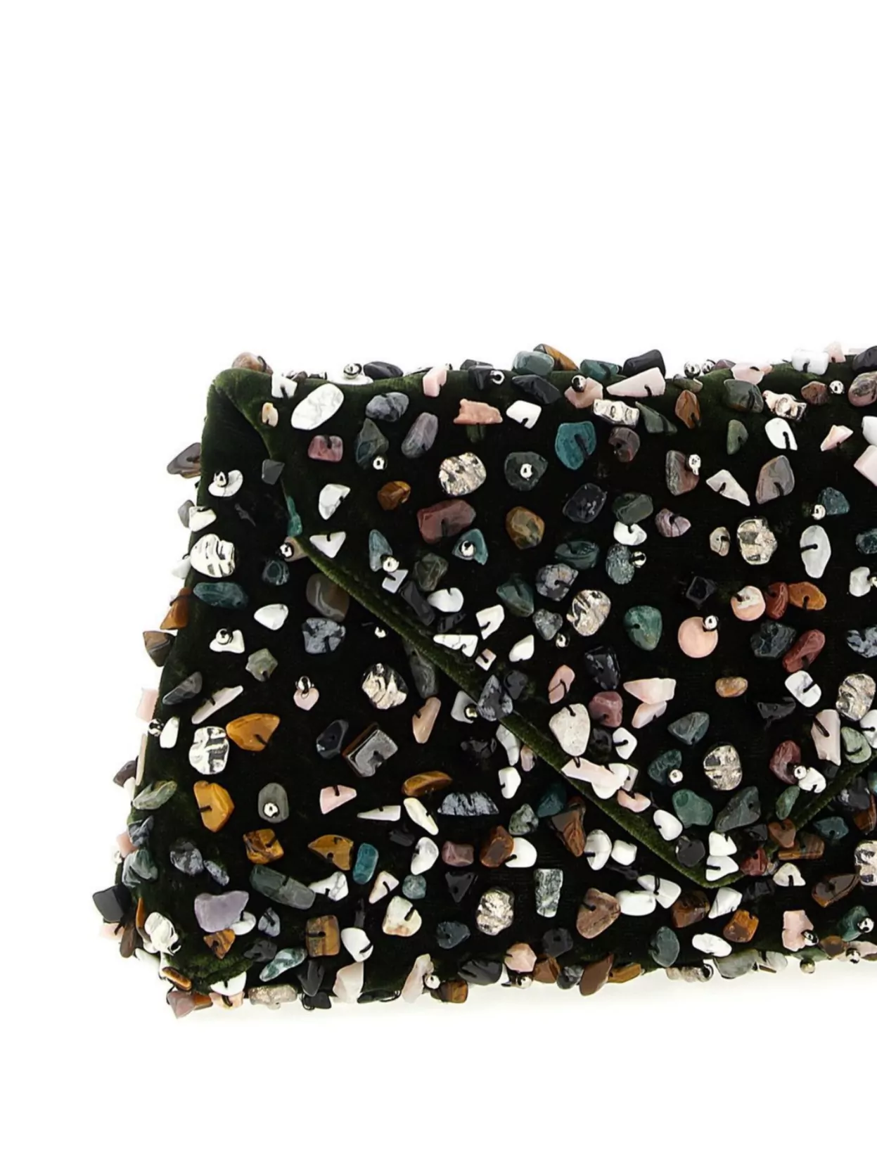 Dries Van Noten Velvet Envelope Clutch Stone Embellishments