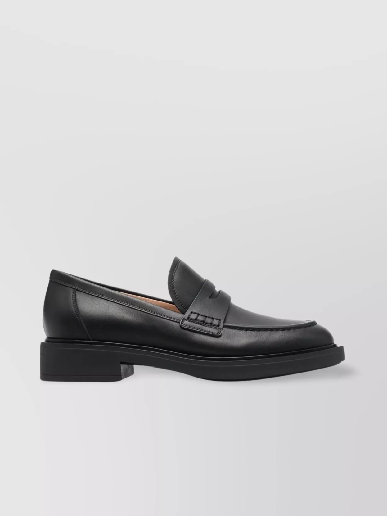 Shop Gianvito Rossi Classic Round Toe Penny Loafers In Black