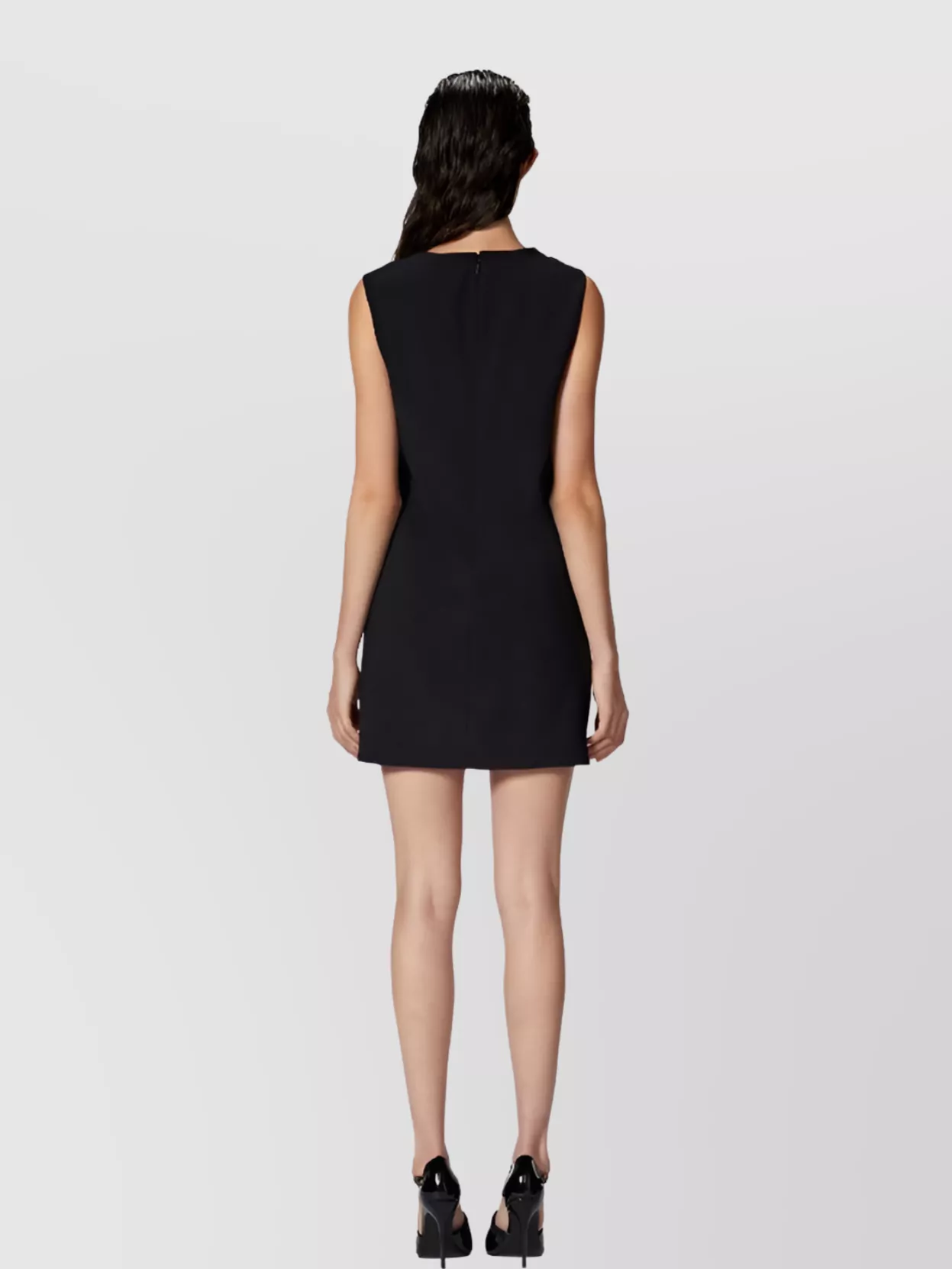 Pinko Zipper Detail Asymmetric Mini Length Sleeveless Dress
