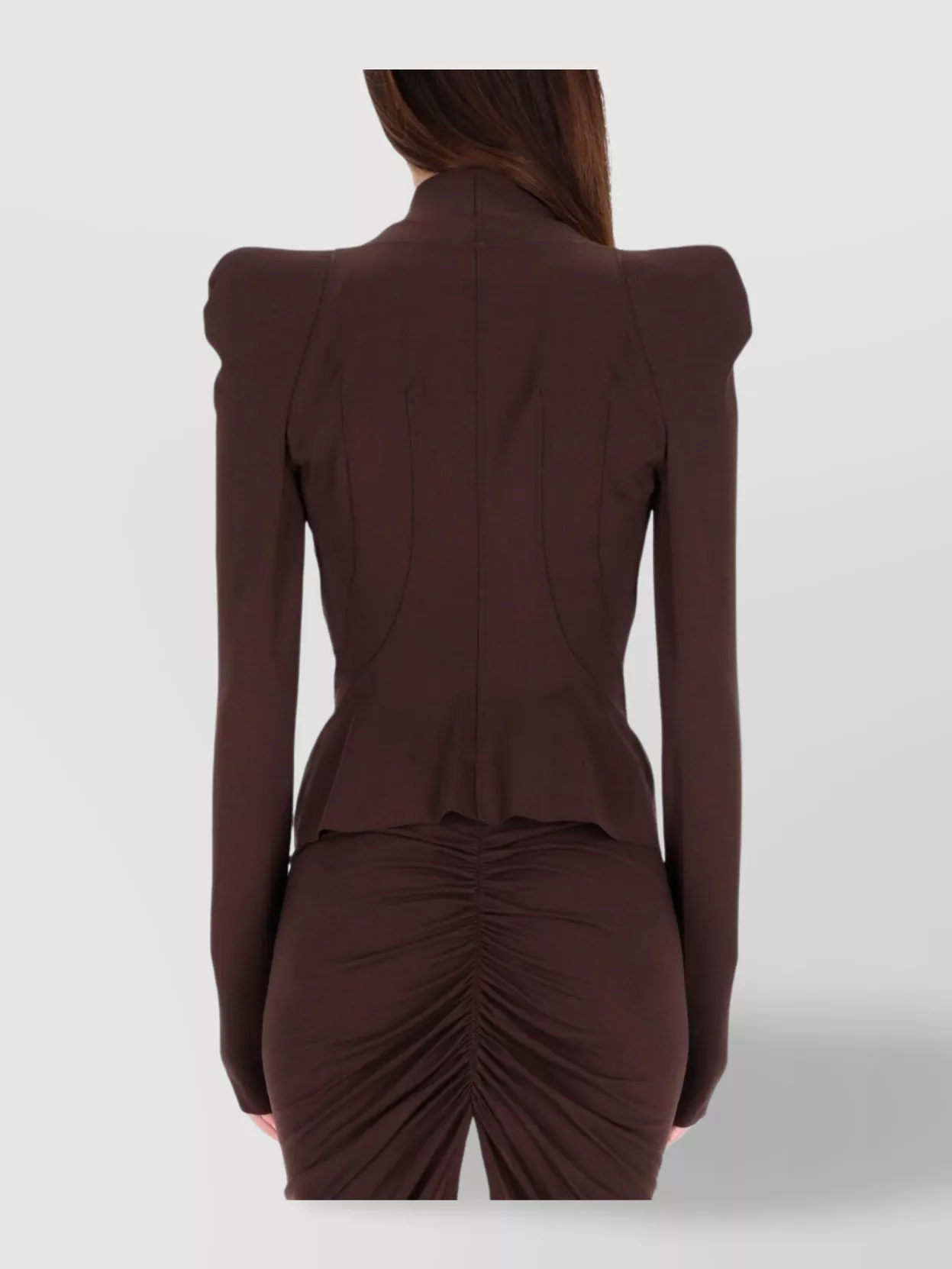Rick Owens Modern Fitted Jacket Asymmetric Zip In Brown