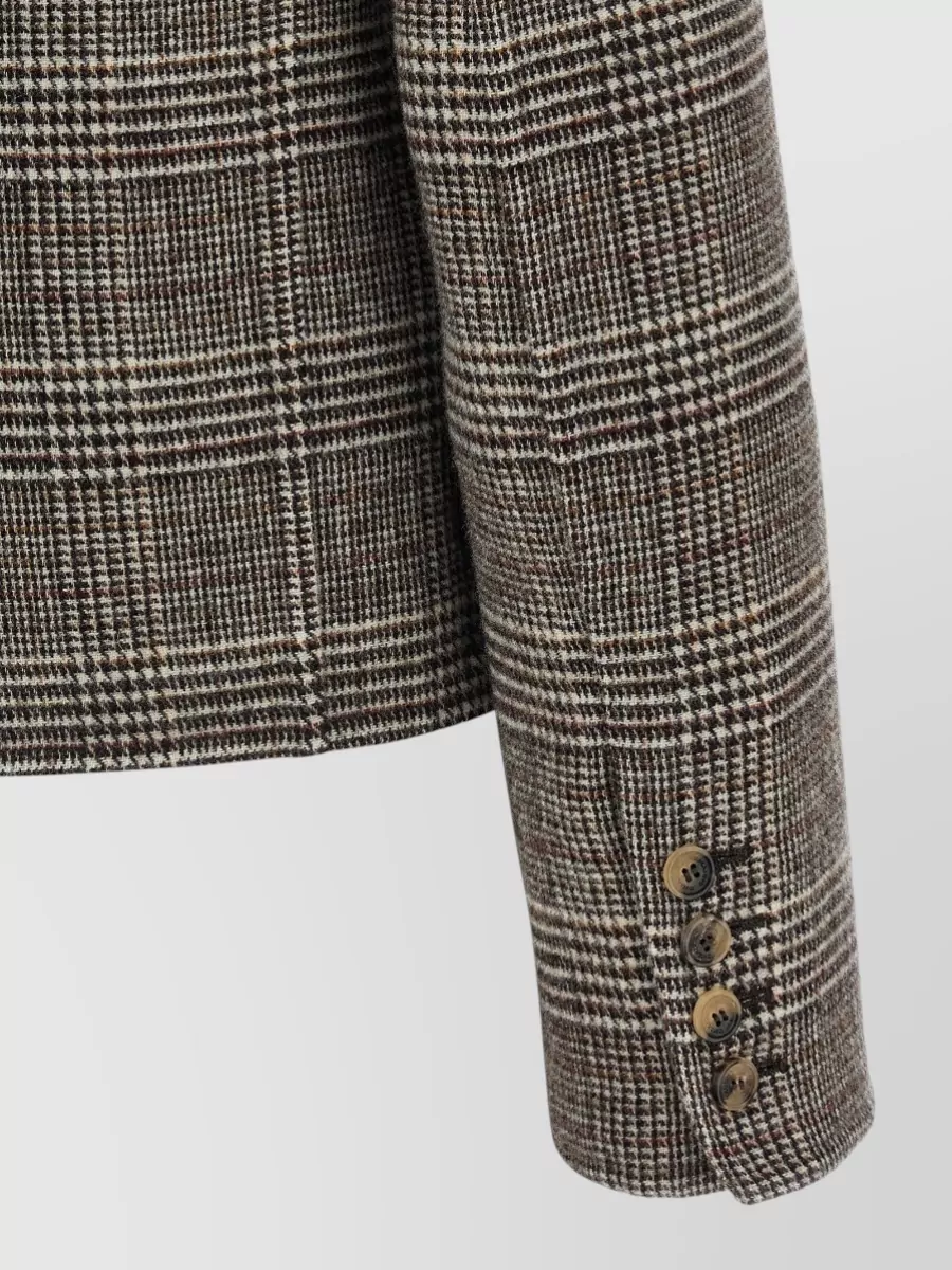 Ermanno Scervino Checked Virgin Wool Cropped Single Breasted Blazer