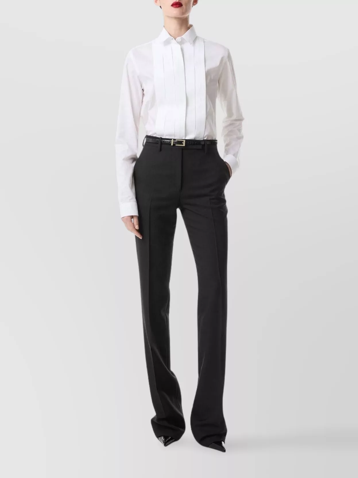 Tom Ford Collared Long Sleeve Cotton Voile Shirt In White