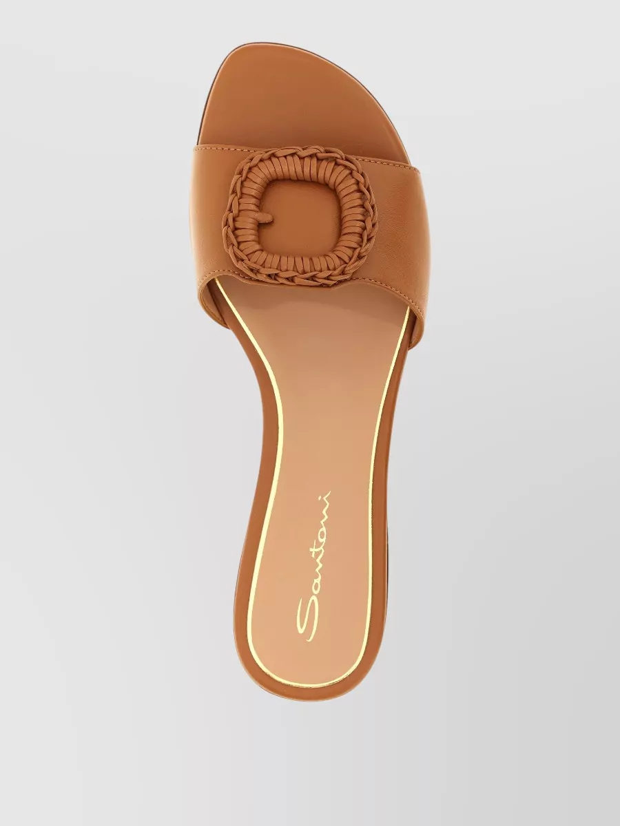 Santoni Corolle Sandals Braided Detail Flat Sole Open Toe