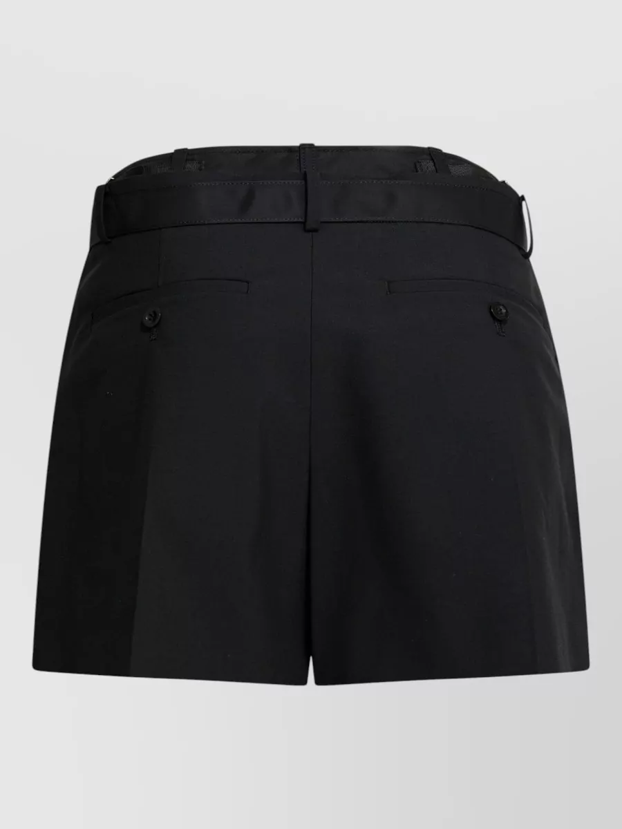 Sacai Pleated Tailored Shorts Side And Back Pockets