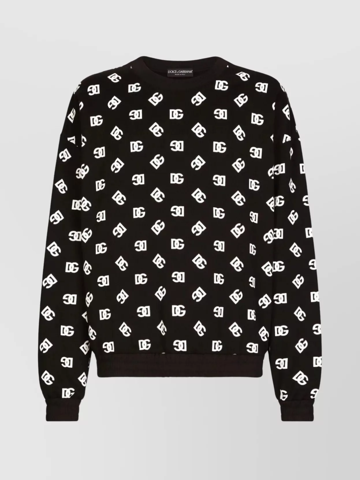 Dolce & Gabbana Round-neck Sweatshirt With Dg Monogram Print In Black