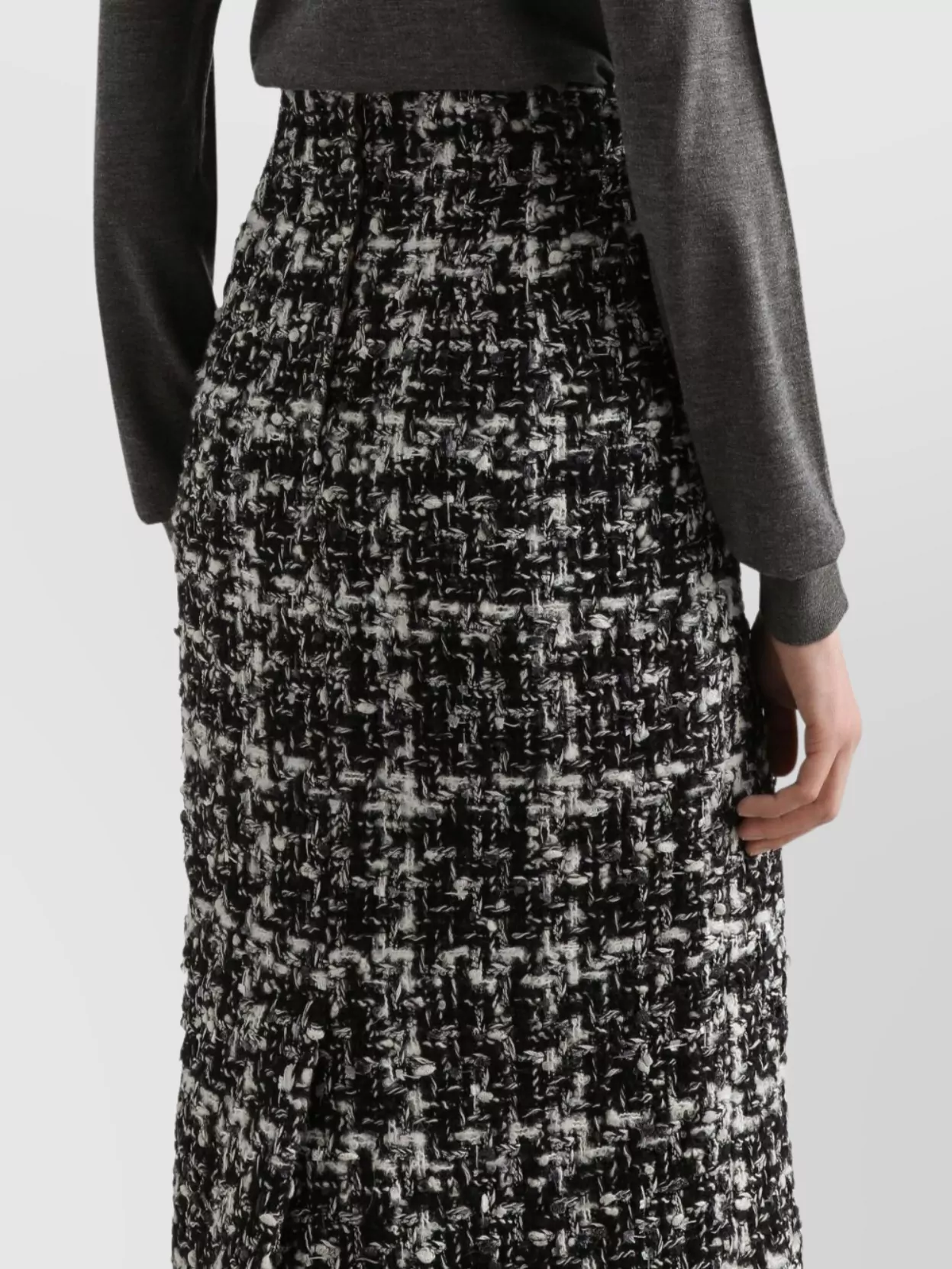 Dolce&Gabbana Wool Blend Midi Skirt With Tweed Pattern