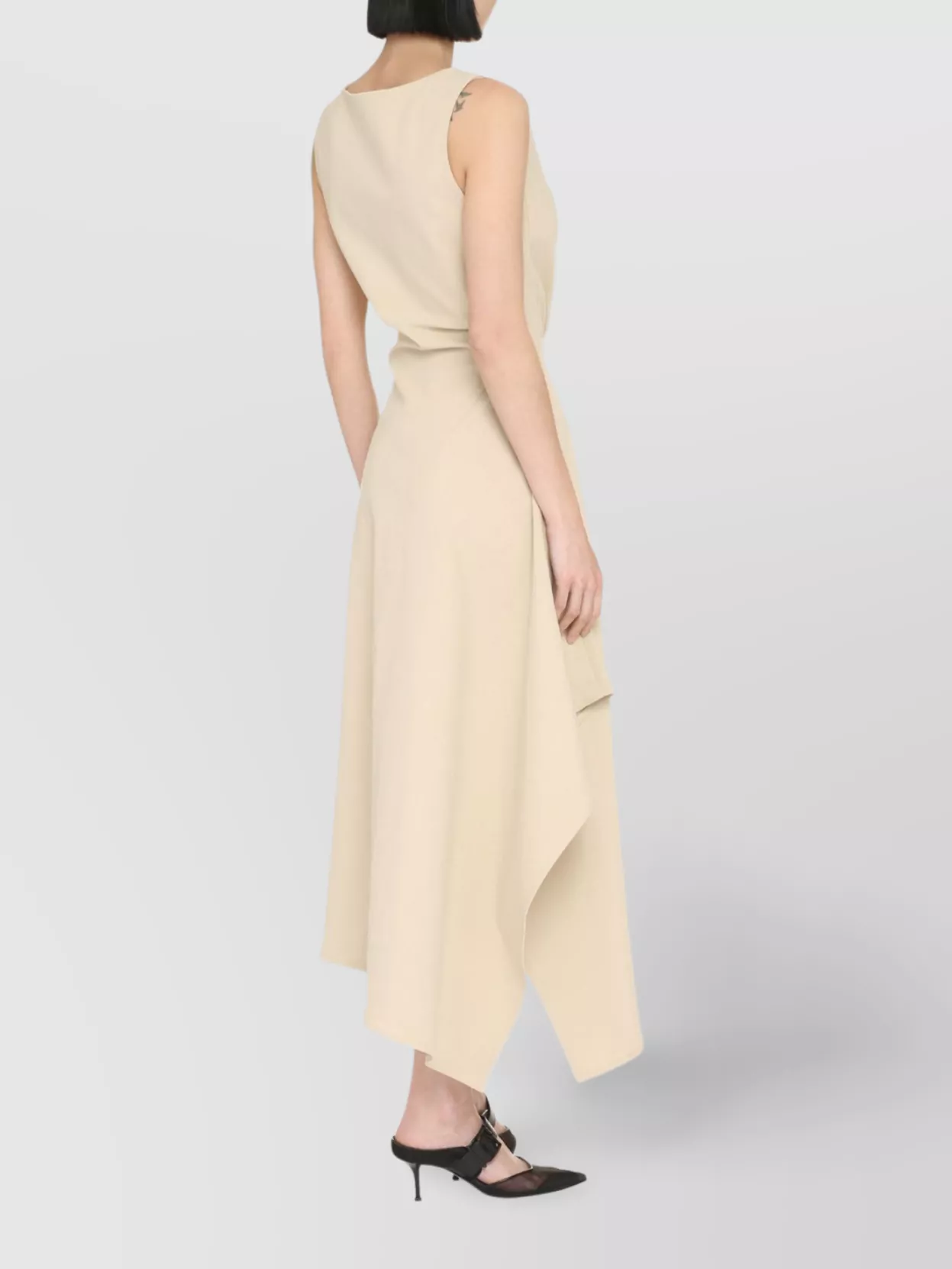 Bottega Veneta Cotton Midi-dress Asymmetric Hem