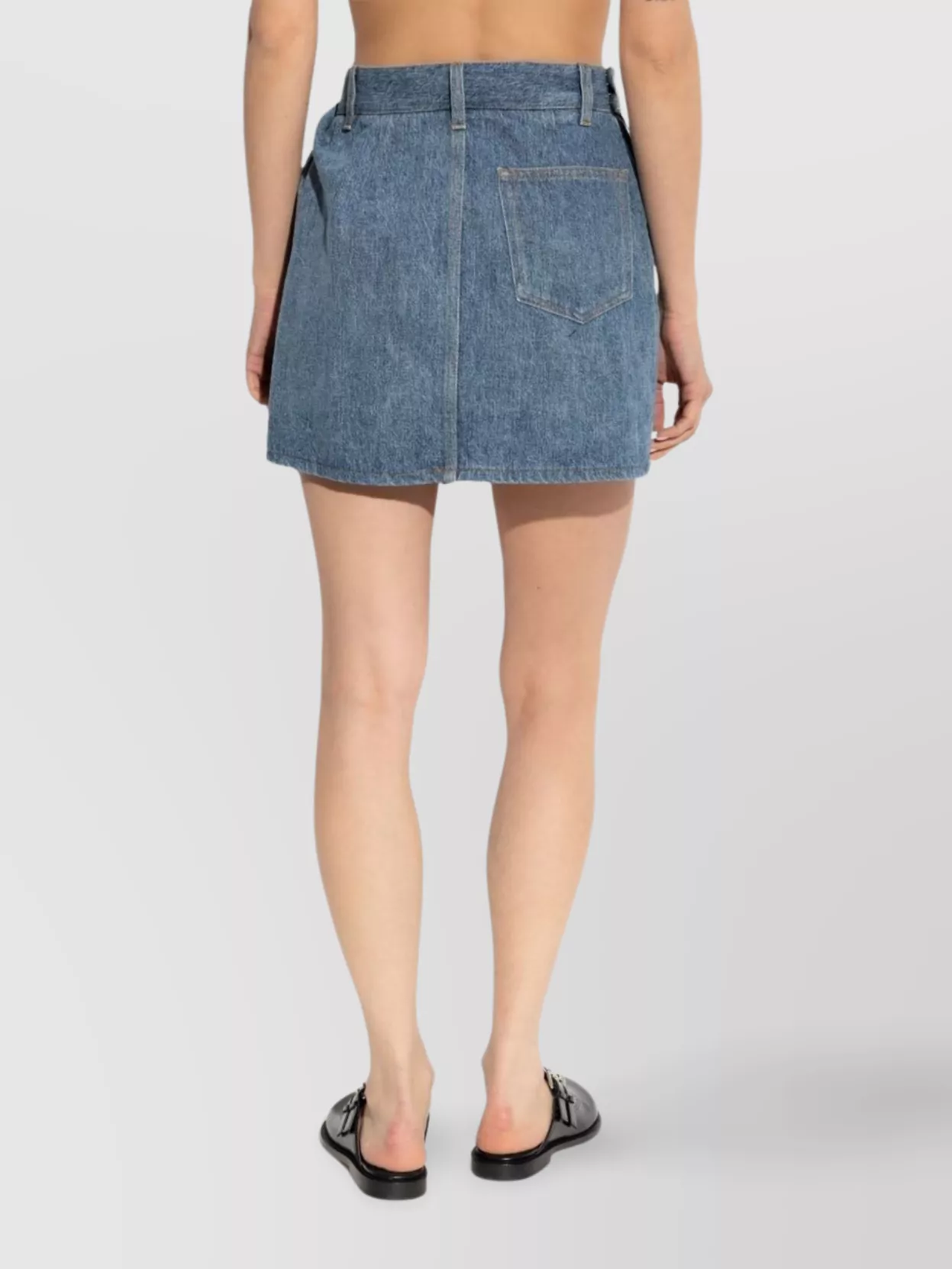 LOEWE DRAPING DETAIL DENIM SKIRT