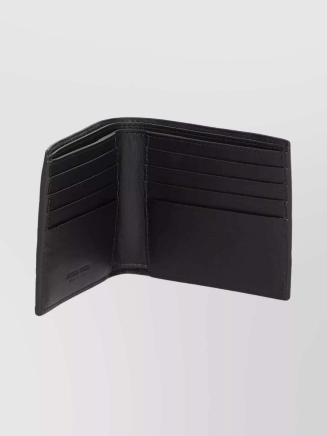 Bottega Veneta Intrecciato Pattern Bi-fold Leather Wallet In Black