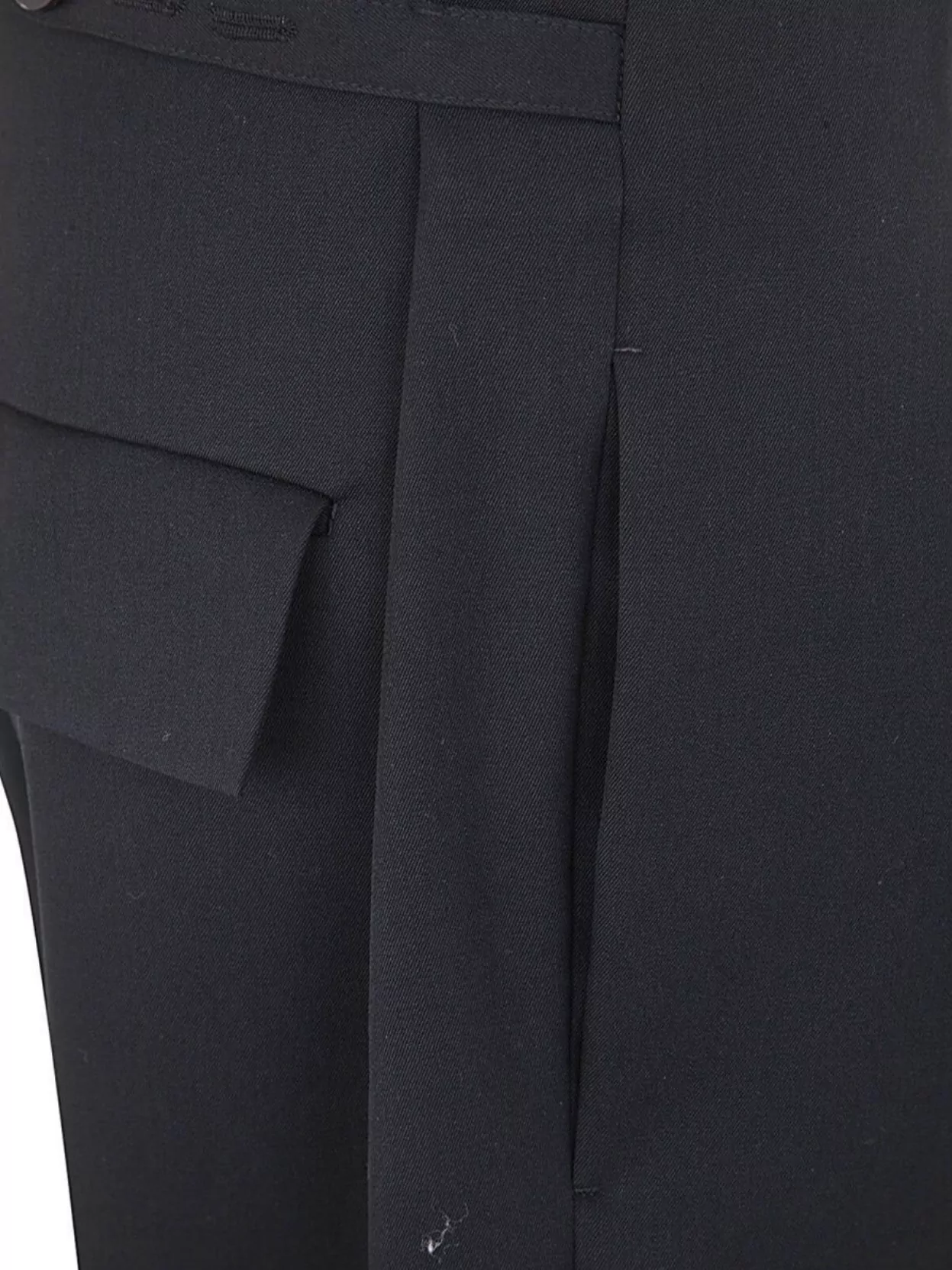 Sapio Loose Fit Wool Trousers With Flap Pockets In Blue