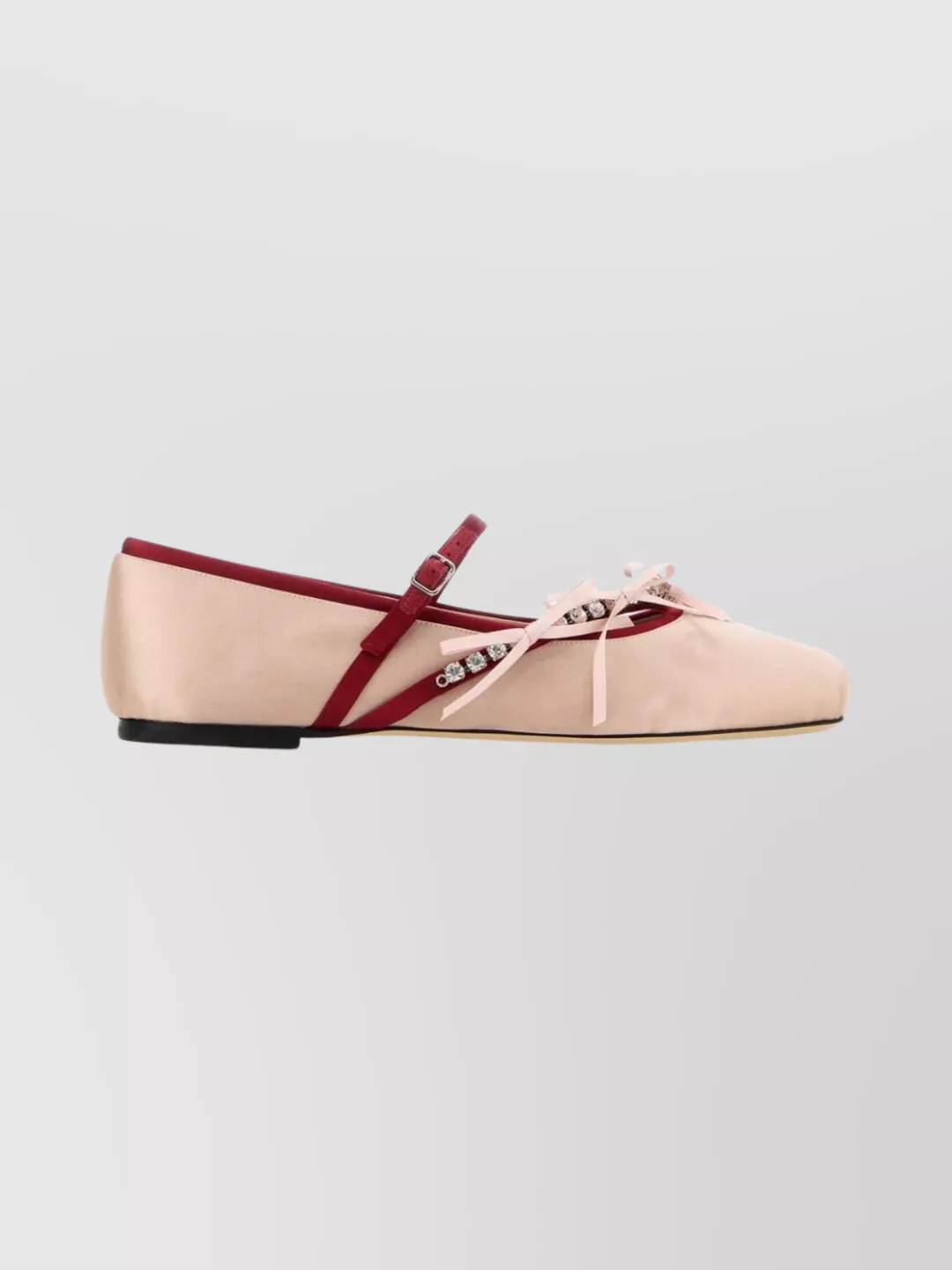 Jimmy Choo Satin Loli Ballet Flats With Bow Detail In Neutral