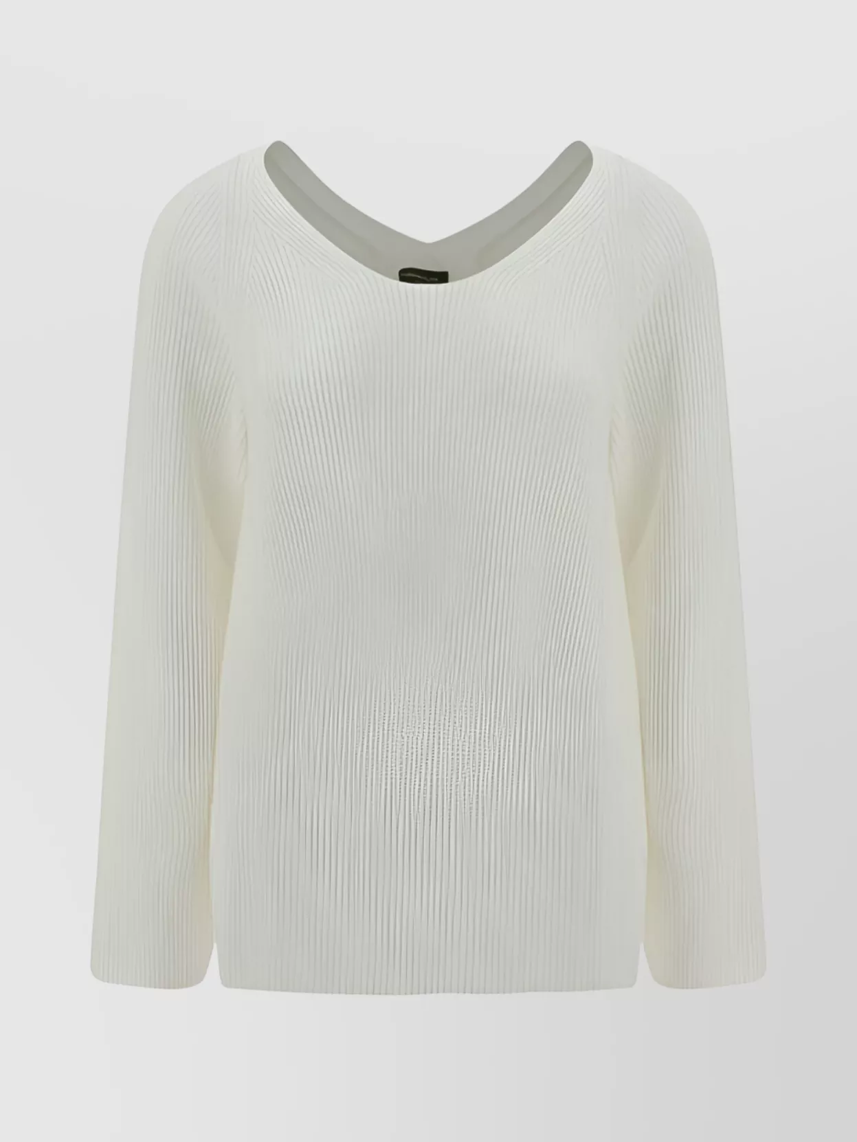 Fabiana Filippi Ribbed Wool Knit Sweater In White