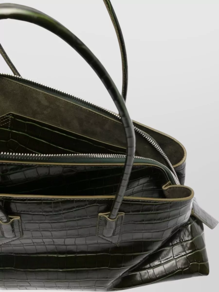 The Attico Crocodile-Embossed Leather Shoulder Bag