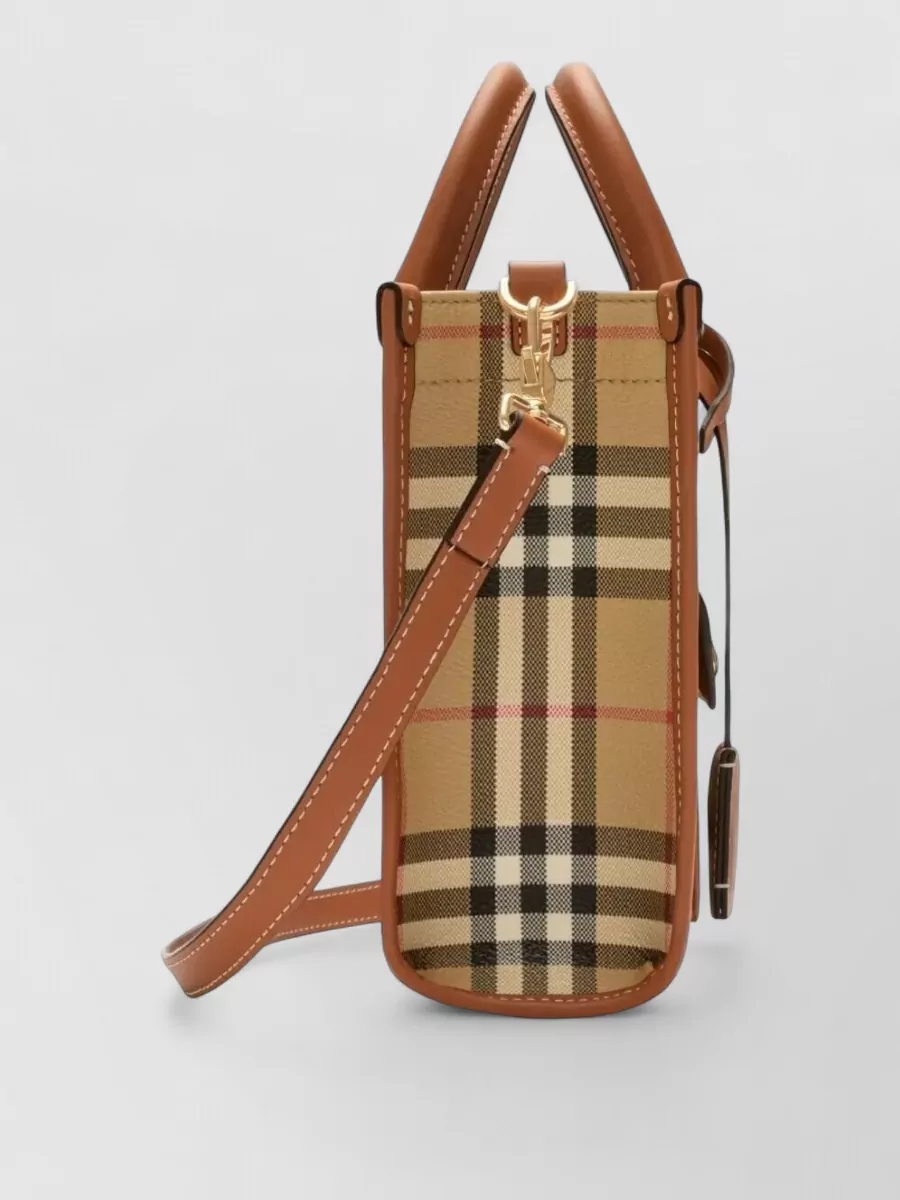 Burberry Mini Freya Check Tote Coated Cotton Blend