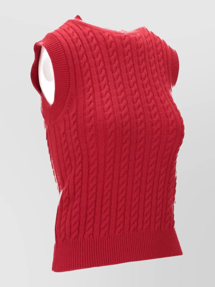 Miu Miu Cashmere Knit Sleeveless Crew Neck Top