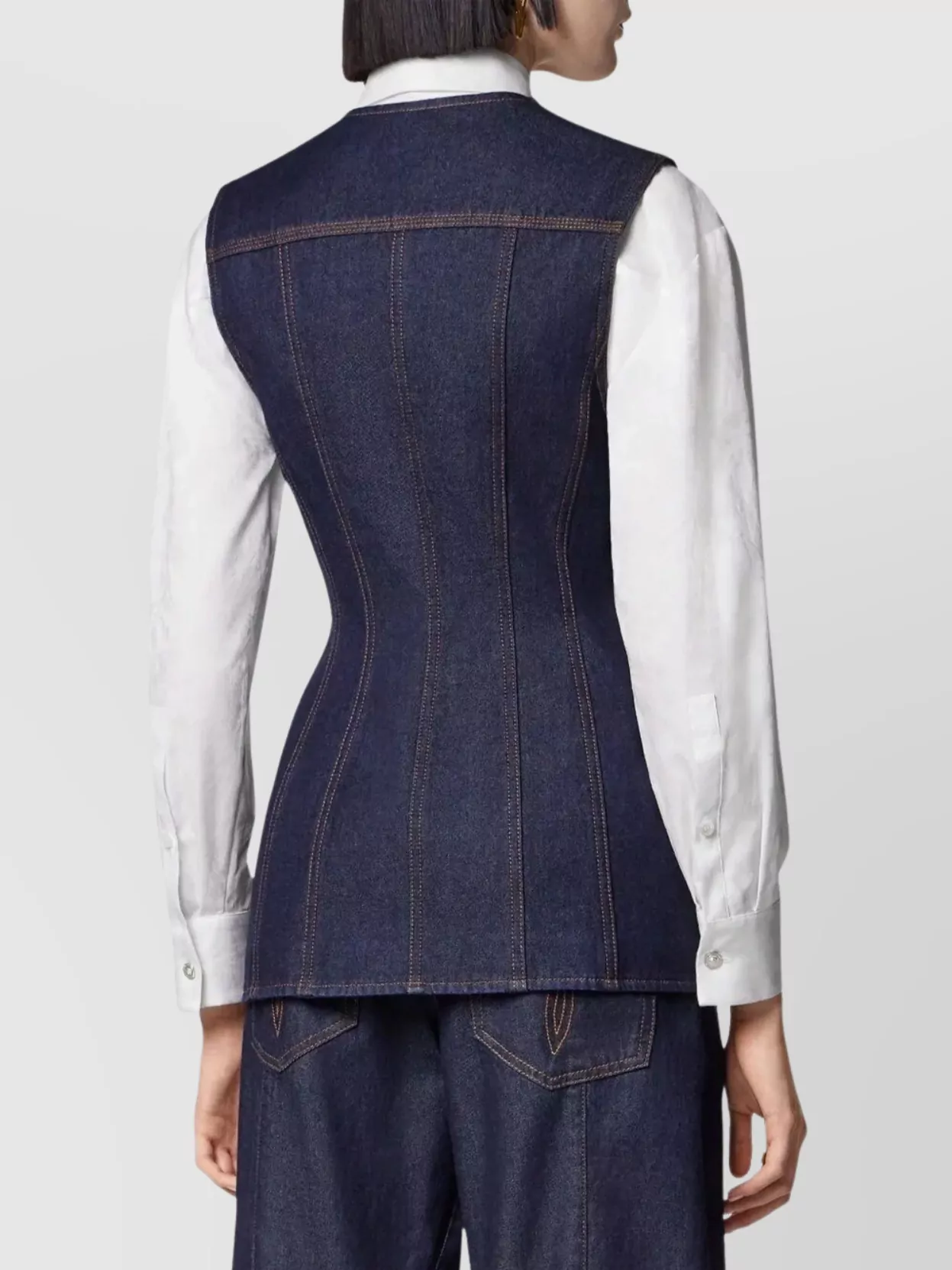 Versace Sleeveless Denim Vest Featuring Chest Pockets In Blue