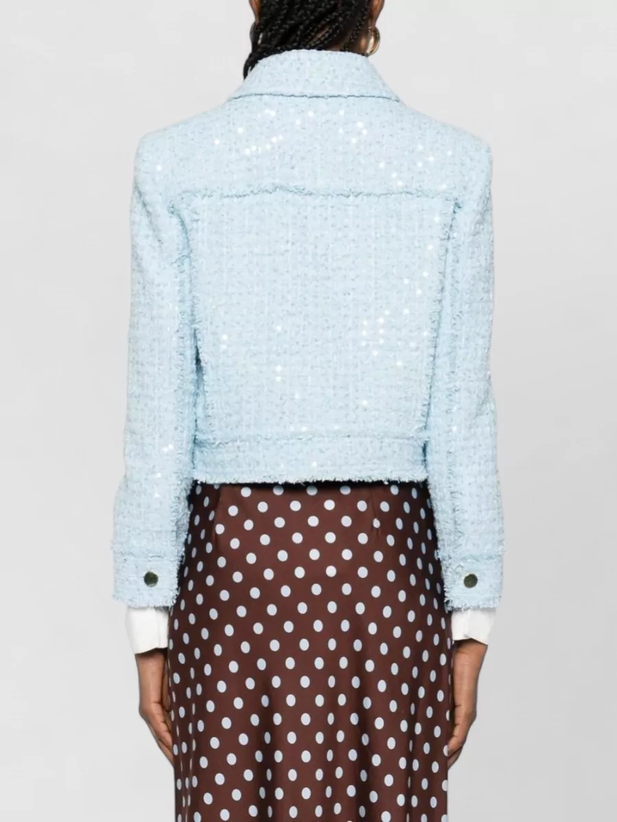 Alice + Olivia Sequined Cropped Tweed Jacket