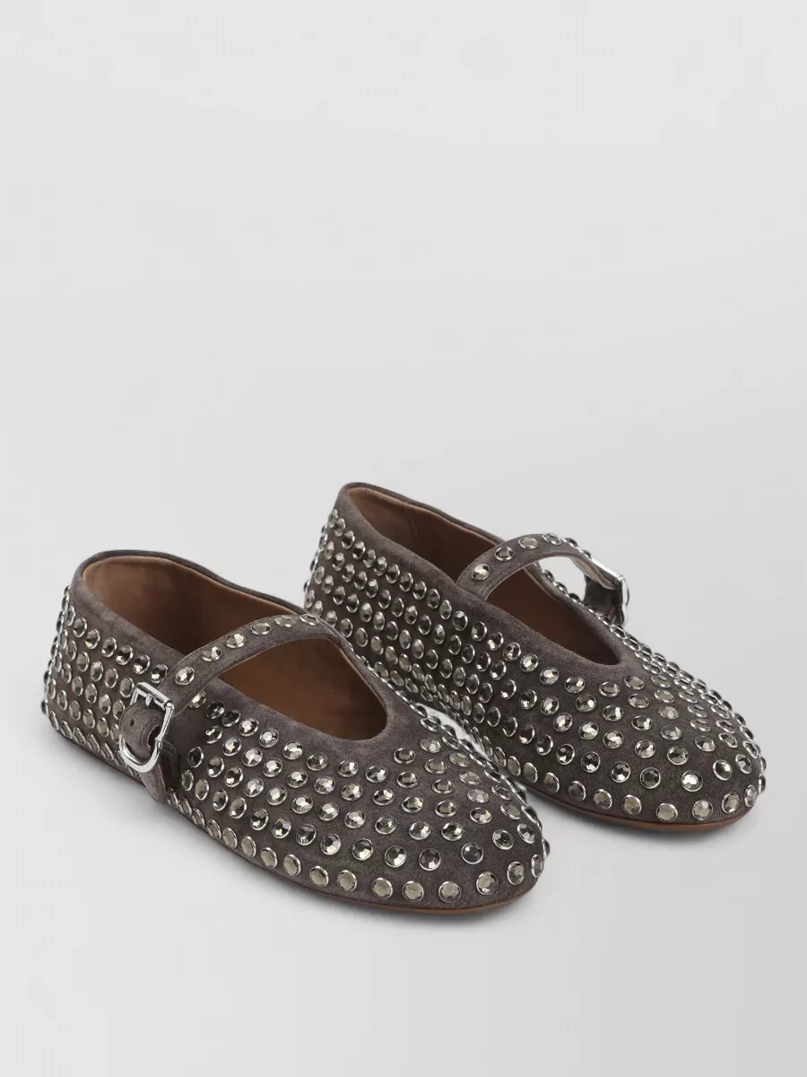 Alaïa Suede Leather Studded Ballerina Flats