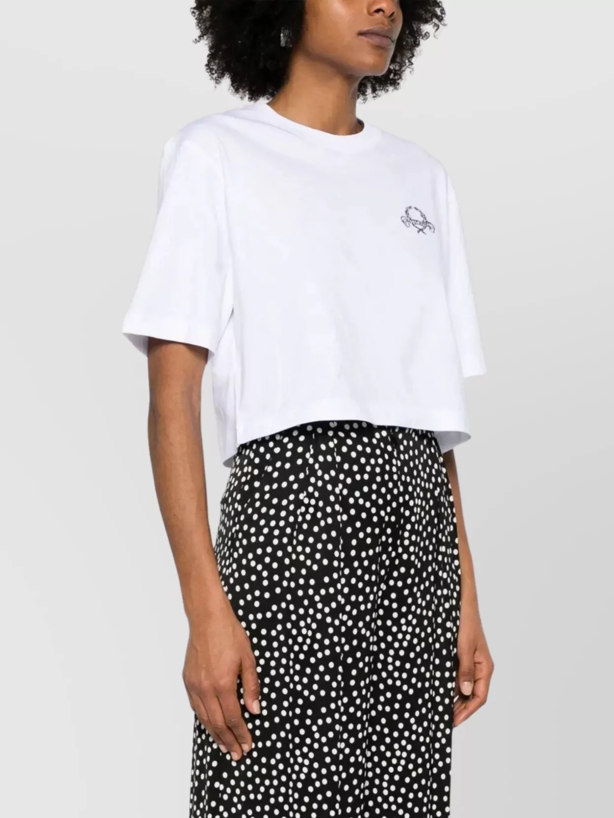 Moschino Cropped Laurel Crown Logo T-Shirt