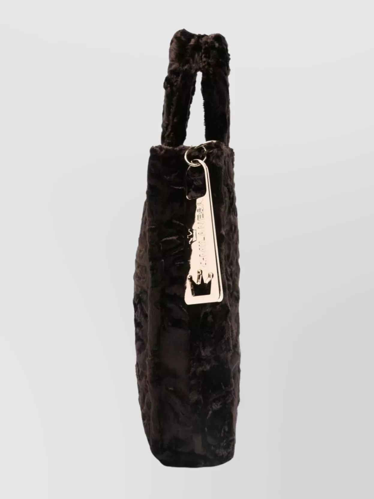 La Milanesa Rectangular Shearling Crossbody Bag Top Handles