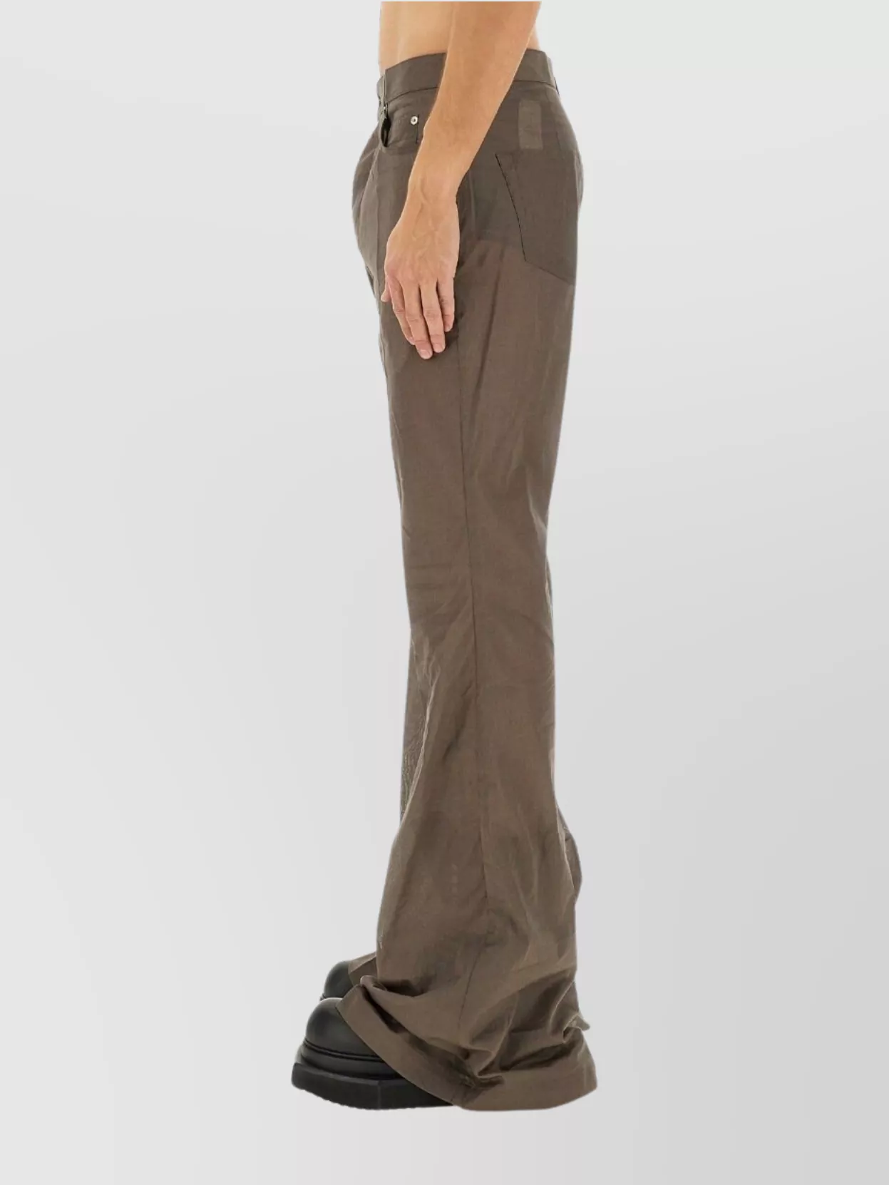 Rick Owens Flared Denim Trousers Sheer Fabric